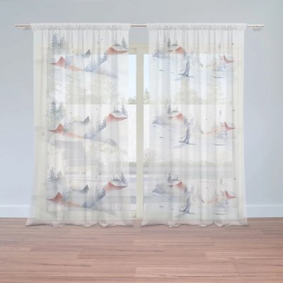 Sablio Záclony Zimní pohoda: 2ks 150x250cm – Zboží Mobilmania