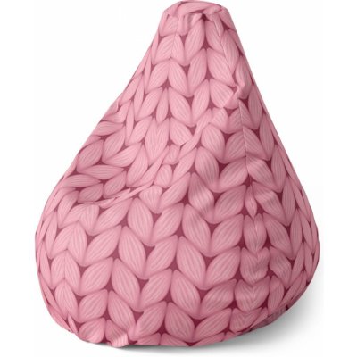 Sablio sedací vak Pear růžové pletení z vlny 140 x 100 x 25 cm – Zboží Mobilmania