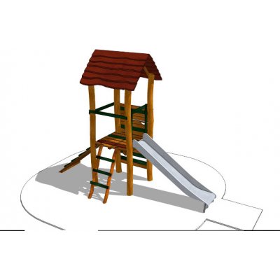 Playground System HŘIŠTĚ sestava s nerezovou skluzavkou z akátu Strašilka