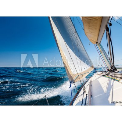 WEBLUX 229409051 Samolepka fólie Sailing lboat at open sea in sunshine Plachetnice na otevřeném moři za slunečného svitu, rozměry 100 x 73 cm – Zbozi.Blesk.cz