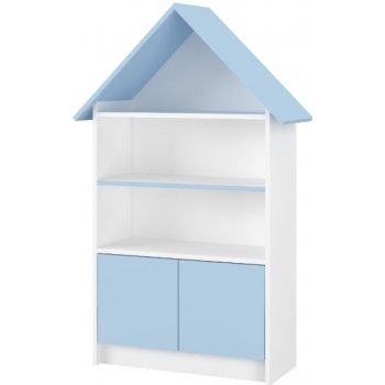 BabyBoo Dřevěná knihovna/skříň na hračky Nellys Domeček bílá/modrá