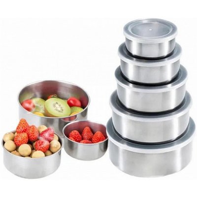 Grugen Sada nerezových misek s plastovým víkem 5 ks – Zboží Dáma