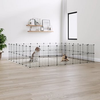 zahrada-XL 60panelová ohrádka pro zvířata s dvířky černá 35 x 35 cm ocel