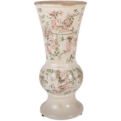 Béžová antik keramická váza s květy M - Ø 15*32 cm - Clayre & Eef – Hledejceny.cz