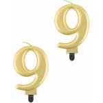 GoDan Narozeninová svíčka na dort 9 metalická zlatá 8 cm – Zboží Mobilmania