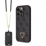 Pouzdro Guess PU 4G Strass Triangle Metal Logo + Crossbody Popruh iPhone 15 Pro Max černé – Hledejceny.cz