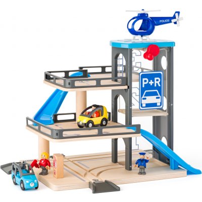 Woody Garáž dřevěná S výtahem, autíčky a heliportem – Zboží Dáma