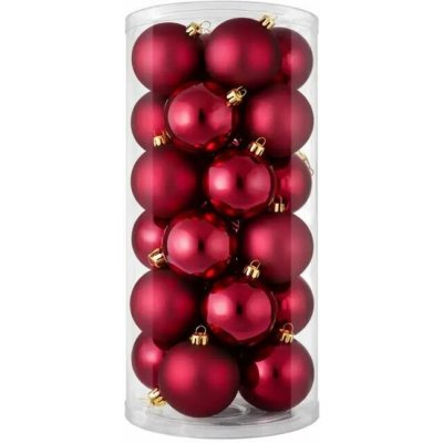 DECOLED Sada vánočních ozdob vínová 8 cm plastové koule, 12× mat, 12× lesk, sada 24 baněk – Zboží Dáma