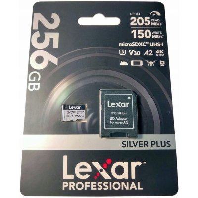 Lexar microSDXC Professional Silver Plus 256GB LMSSIPL256G-BNANG – Sleviste.cz