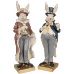 Dekorace králík ve zdobném kabátě a hodinkami 10*8*30 cm – Hledejceny.cz