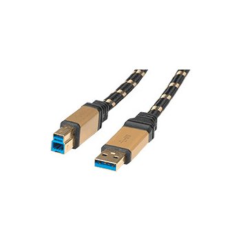 Roline 11.02.8900 Gold USB 3.0 SuperSpeed kabel USB3.0 A(M) - USB3.0 B(M), 0,8m