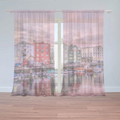 Záclony Barevné domky na pobřeží: 2 ks - 150x250 cm - Sablio – Hledejceny.cz