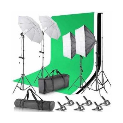 Fotostudio Set - 2x deštník, 2x softbox, 3x plátno – Zbozi.Blesk.cz