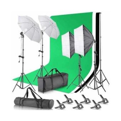 Fotostudio Set - 2x deštník, 2x softbox, 3x plátno – Zboží Živě