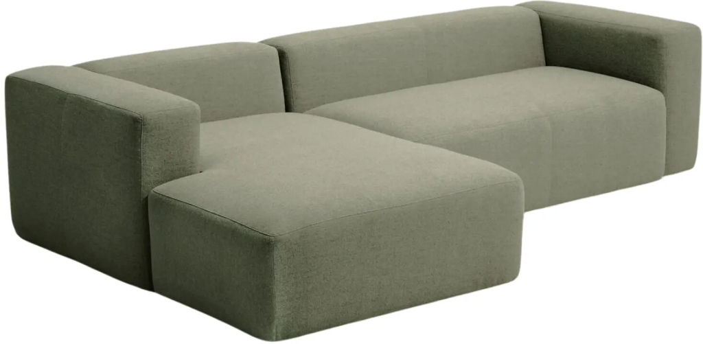 Kave Home Zelená manšestrová rohová pohovka Blok 300 cm levá