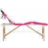 Masážní stůl a židle Vidaxl Skládací masážní stůl 4 zóny dřevěný bílý a růžový
