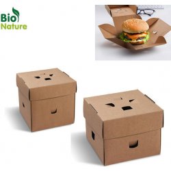 Burger box PAP FSC Mix rozkládací nepromastitelný kraft 120 x 120 x 100 mm 48500