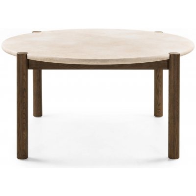 Hector Kulatý jídelní stůl Bruna 150 cm z masivu dub mocha krémový mramor – Zboží Dáma