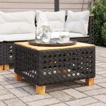 OMAXI 311718 Zahradní stolek černý 55 x 55 x 36 cm polyratan akáciové dřevo – Hledejceny.cz