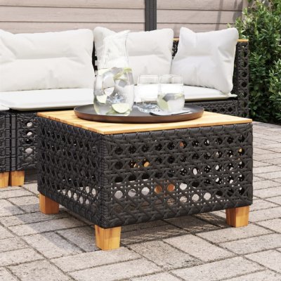 OMAXI 311718 Zahradní stolek černý 55 x 55 x 36 cm polyratan akáciové dřevo – Hledejceny.cz