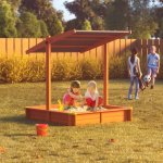 Spielwerk 109560 Pískoviště se stříškou Sami smrkové dřevo 120x120x120cm – Zboží Dáma