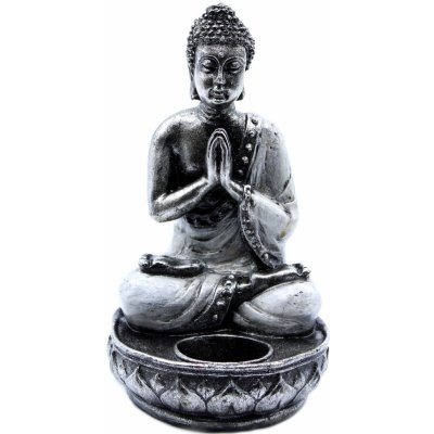 Ancient Wisdom - Svícen na čajovou svíčku - Buddha - bílý, 22 x 12,5 x 11 cm