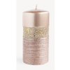 Svíčka Artman Candles Vánoční Queen Evo válec růžovo-zlatá 7 x 14 cm