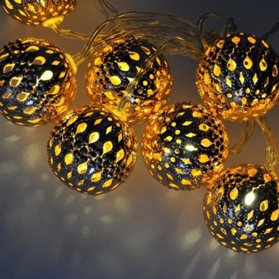 Solight LED řetěz vánoční koule zlaté 10LED řetěz 1m 2x AA IP20 1V207-G – Zbozi.Blesk.cz
