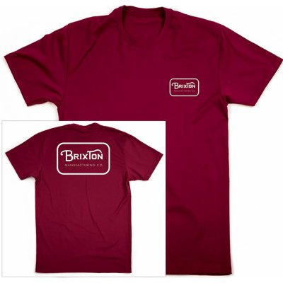 Brixton Grade Tee Burgundy white