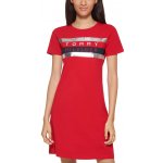 Tommy Hilfiger dámské šaty Short-Sleeve Foil červené – Hledejceny.cz