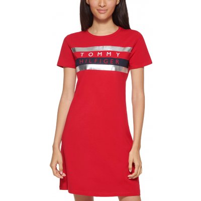 Tommy Hilfiger dámské šaty Short-Sleeve Foil červené
