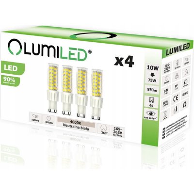 Lumiled 4x LED žárovka G9 CAPSULE 10W = 75W 970lm 4000K Neutrálni bílá 360°