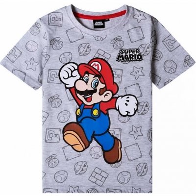 Mario Bros. (Super Mario) triko s kr. rukávem Super Mario šedá – Zbozi.Blesk.cz