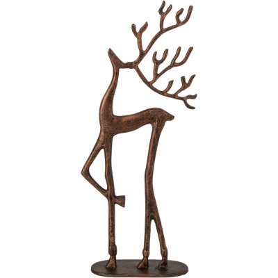 Měděná soška soba na podstavci z hliníku – 14*8*37 cm - J-Line by Jolipa – Hledejceny.cz