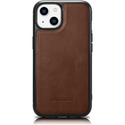 Pouzdro iCarer kožené iPhone 14 PLUS Oil wax real leather back cover hnědé – Zboží Mobilmania