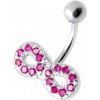 Piercing Šperky4U stříbrný piercing do pupíku tmavě růžové zirkony BP01021-F