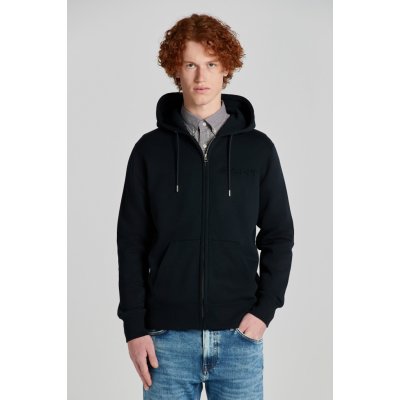 GANT EMBOSSED FULL ZIP HOODIE černá – Zboží Mobilmania