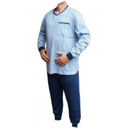 Xcena pánské pyžamo dlouhé s náplety sv.modré