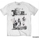CurePink pánské tričko Monty Python: Knight Riders bílé