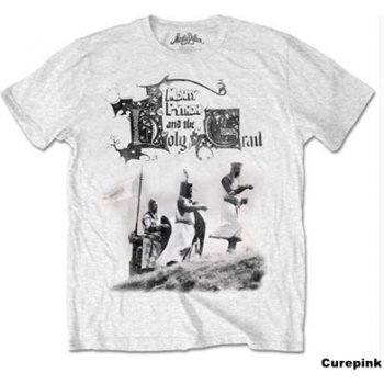CurePink pánské tričko Monty Python: Knight Riders bílé