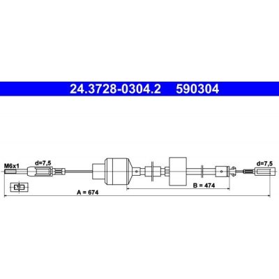 Tažné lanko, ovládání spojky ATE 24.3728-0304.2 (24372803042)
