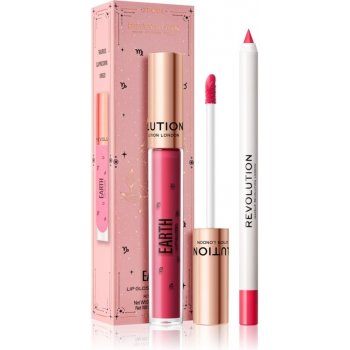 Makeup Revolution London Fantasy Lip Kit odstín Fire lesk na rty Fantasy Lip Gloss 3 ml + konturovací tužka na rty Fantasy Lip Liner 1 g Fire dárková sada