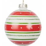 Clayre & Eef Červeno-zelená pruhovaná skleněná koule Ø 8*8 cm – Hledejceny.cz