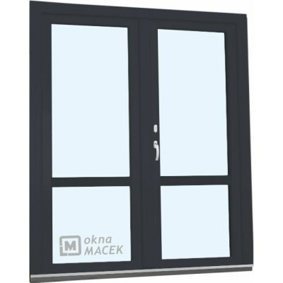 Kömmerling balkonové dveře 70 AD s příčkou levé antracit/antracit 150 x 200 cm, O+OS klapačka oboustranná klika + FAB + hli – Hledejceny.cz