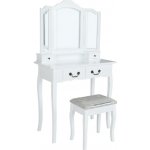 Tempo Kondela Toaletní stolek REGINA NEW s taburetem bílý/stříbrný – Hledejceny.cz