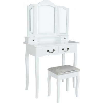 Tempo Kondela Toaletní stolek REGINA NEW s taburetem bílý/stříbrný – Hledejceny.cz