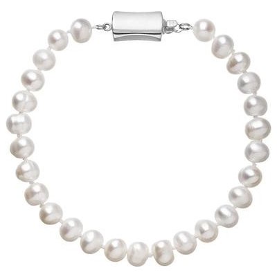 Evolution Group perlový náramek z říčních perel se zapínáním z bílého 14 karátového zlata 823001.1/9267B bílý