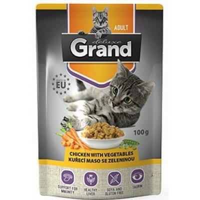Grand kočka deluxe 100% kuřecí se zeleninou 6 x 100 g – Zboží Mobilmania