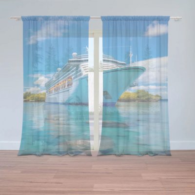 Sablio Záclony Luxusní výletní loď v tropickém ráji: 2ks 150x250cm – Zboží Mobilmania