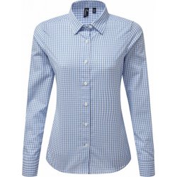 Maxton Premier Workwear dámská kostkovaná košile s dlouhým rukávem modrá světlá